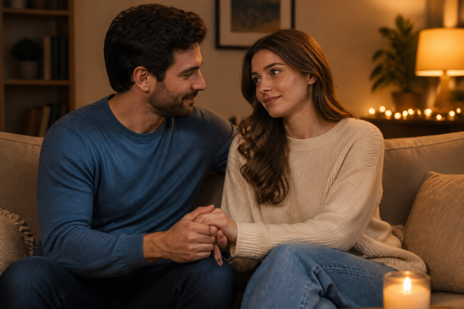 Moment intime et tendre sur le canape